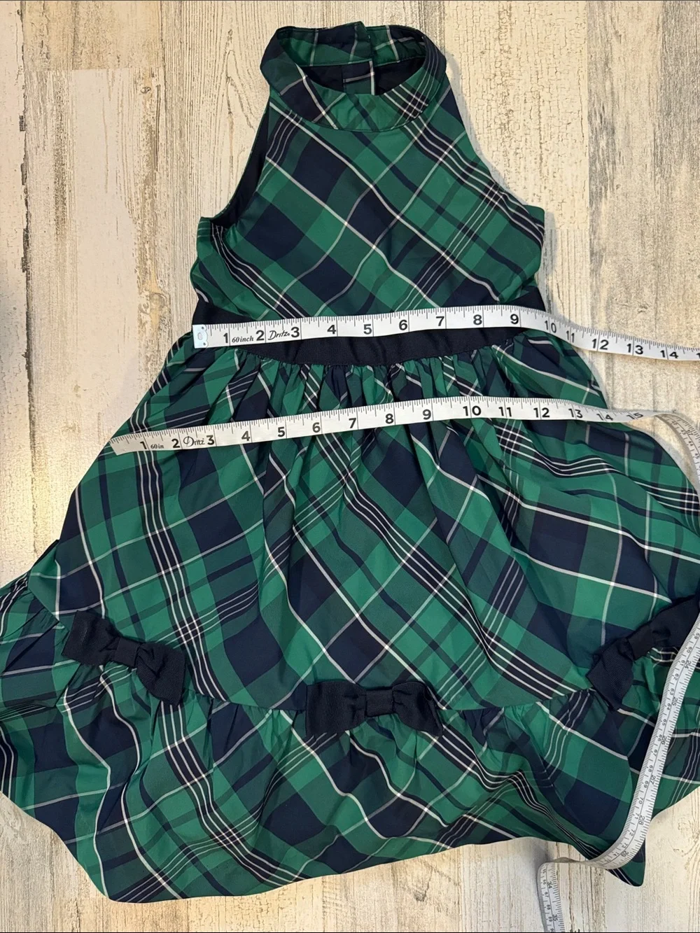 Janie and Jack Tartan Navy Bows Goldtone Buttons Lined Tulle Skirt Chic Dress 3